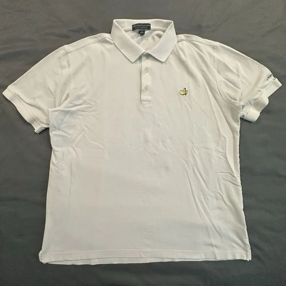 Masters Polo Mens XL 60s Two Ply Mercerized 100% Pima Cotton White Golf Y2K